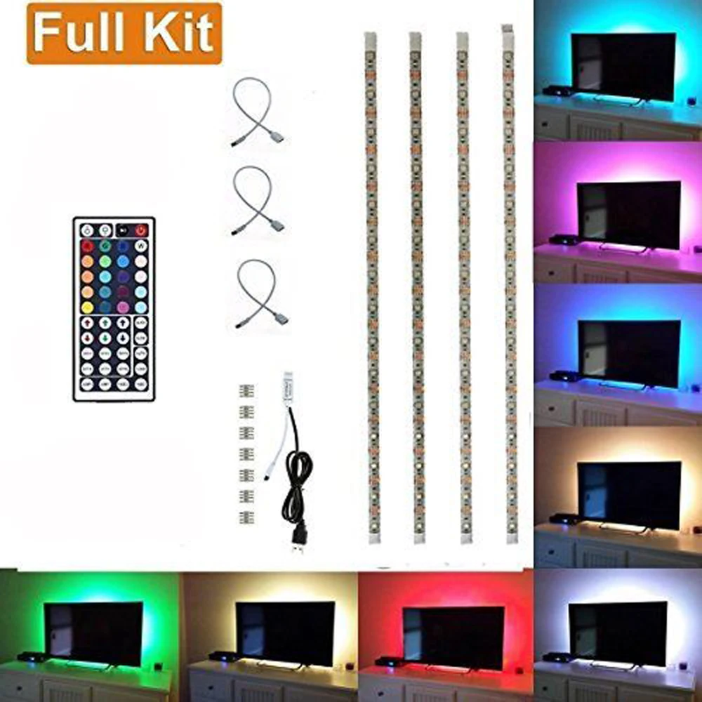 RGB Светодиодная лента USB изменяющая цвет 5050 SMD комплект освещения ТВ ПК PS4 фоновая