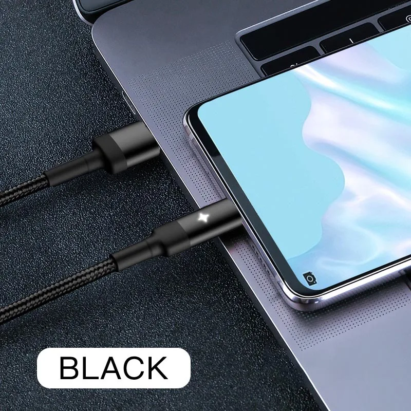 Black Yesido CA28 Smart power Off usb type C кабель для быстрой зарядки type-c кабель для samsung S10 S9 Xiaomi huawei USB C кабель для передачи данных - Цвет: Black