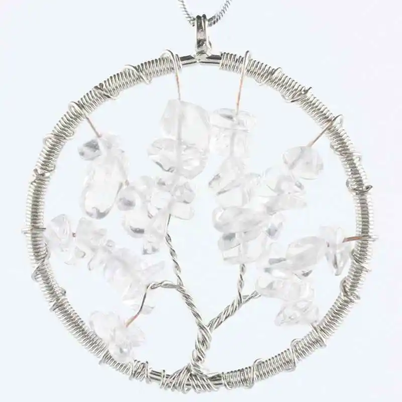 SUNYIK Rock Crystal Quartz Tree Of Life заживляющий камень Круглый Кулон рейки ожерелье