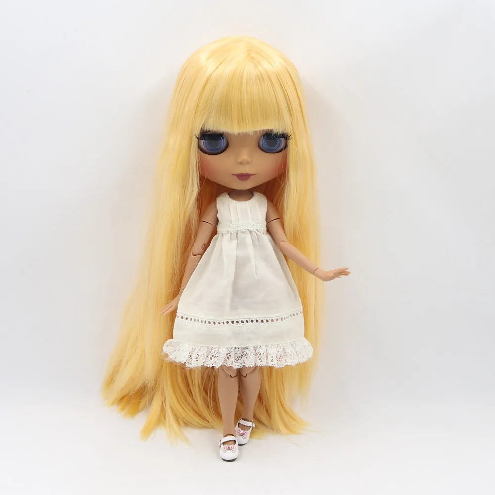Кукла шарнирная BL0658 от ICY DBS Blyth 1/6 с темной кожей желтыми длинными прямыми