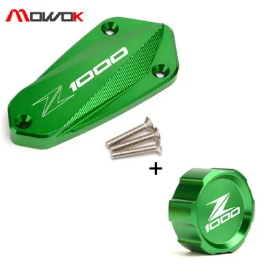 Front and Rear Green Для Kawasaki Z1000 2010- Лидер продаж мотоцикла CNC Алюминий сзади и спереди Тормозная жидкость резервуар Кепки крышка цилиндра - Цвет: Front and Rear Green