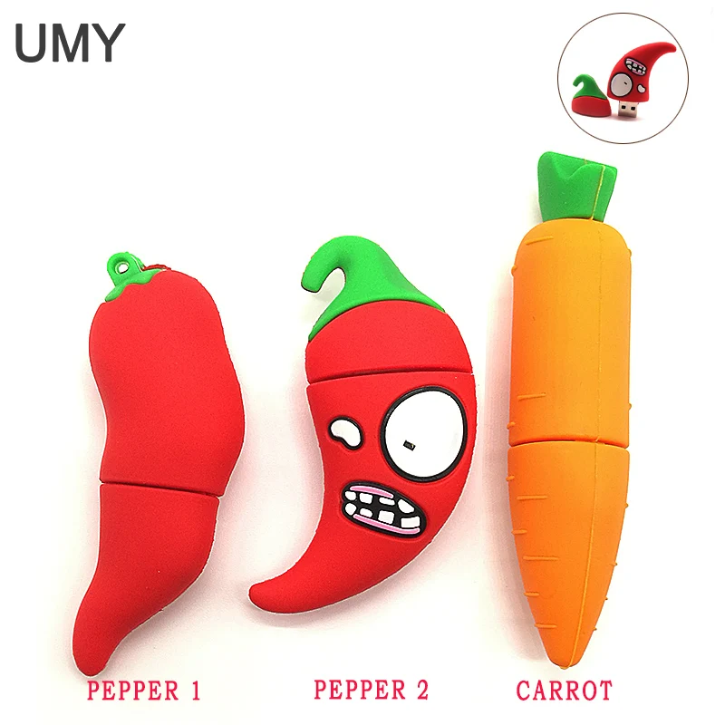 

Cartoon carrot/ pepper /chili usb flash drive 4GB 8GB 16GB 32GB 64GB pendrive cute vegetables memory stick pen drive cle usb2.0