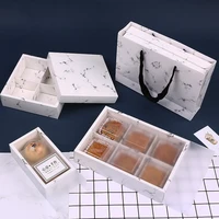 2018 new 10pcs marble printing wedding gift bags gift cases for cake moon containing mooncake packaging box marble paper bags