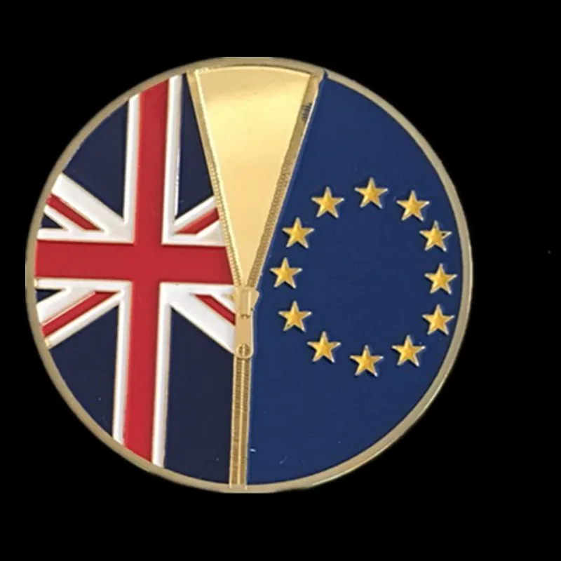 2 предмета 2016 Brexit значок Англия выйти из Европейского 24K настоящим золотом с
