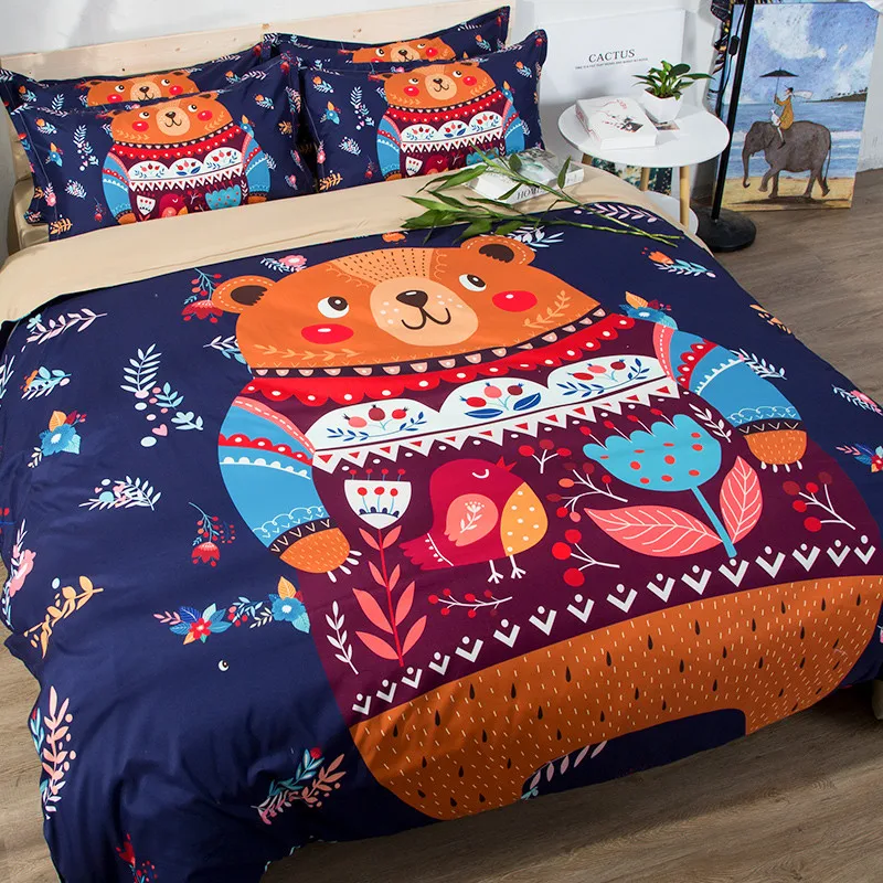 LLANCL мультфильм животных Медвежонок с очаровательным принтом из мулберийного