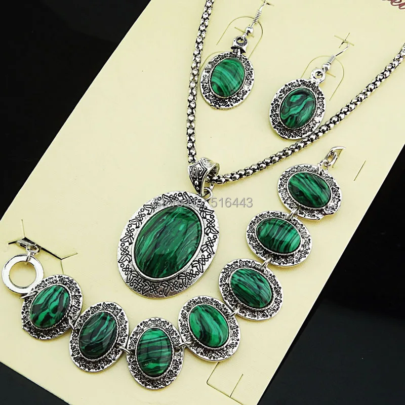 3 шт. женские винтажные серьги и браслет из натурального малахата|jewelry sets|bracelet