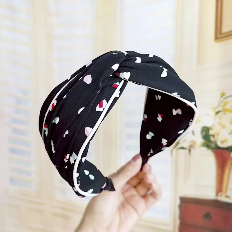 2019 Fashion New Women Print Hairband Headband Hair Hoop Wide Dot Cloth Bands Bezel Accessories |
