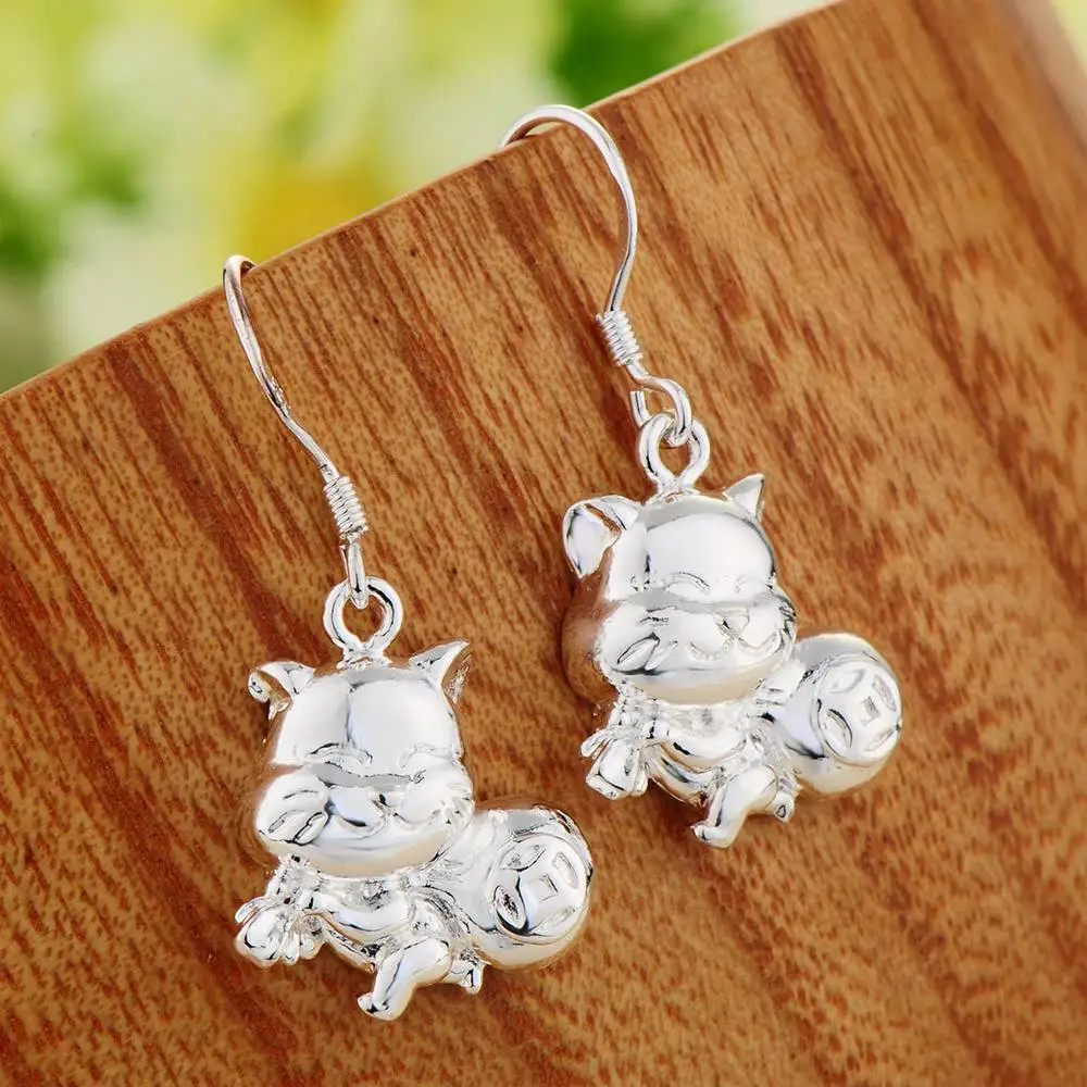 Женские серебряные сережки с белкой высокое качество бесплатная доставка модные