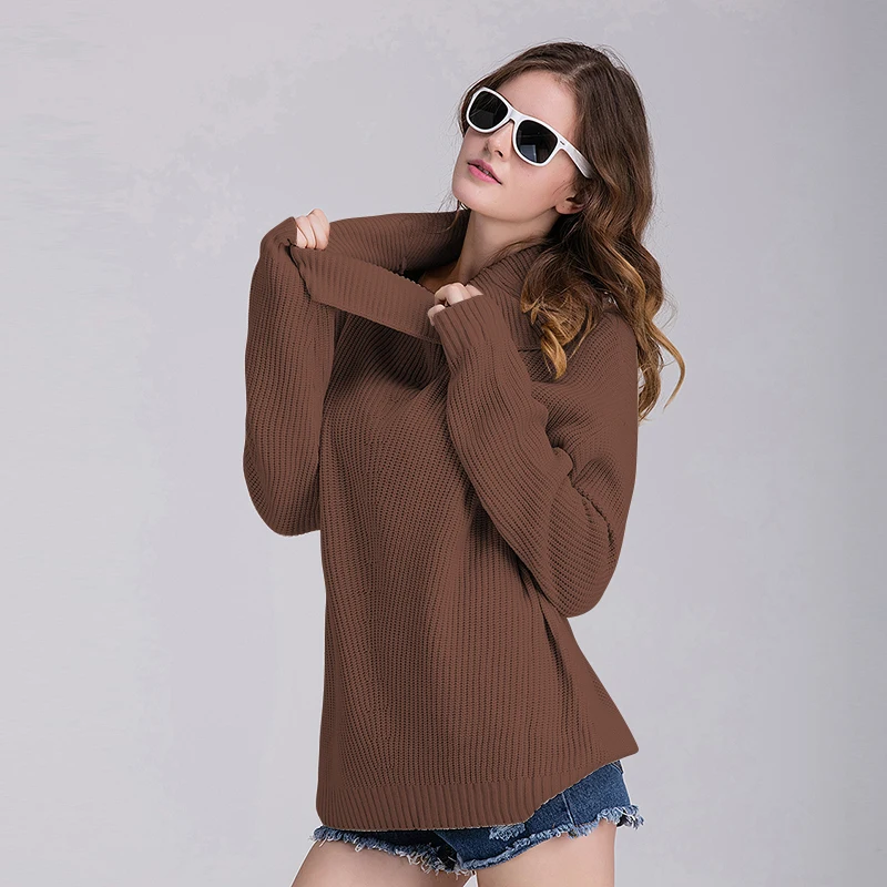 FANTASYONE 2017 Autumn and Winter Vintage Women Sweater Long Sleeve Loose Turtleneck Knitted Pullover Green Sweaters Crop Top | Женская