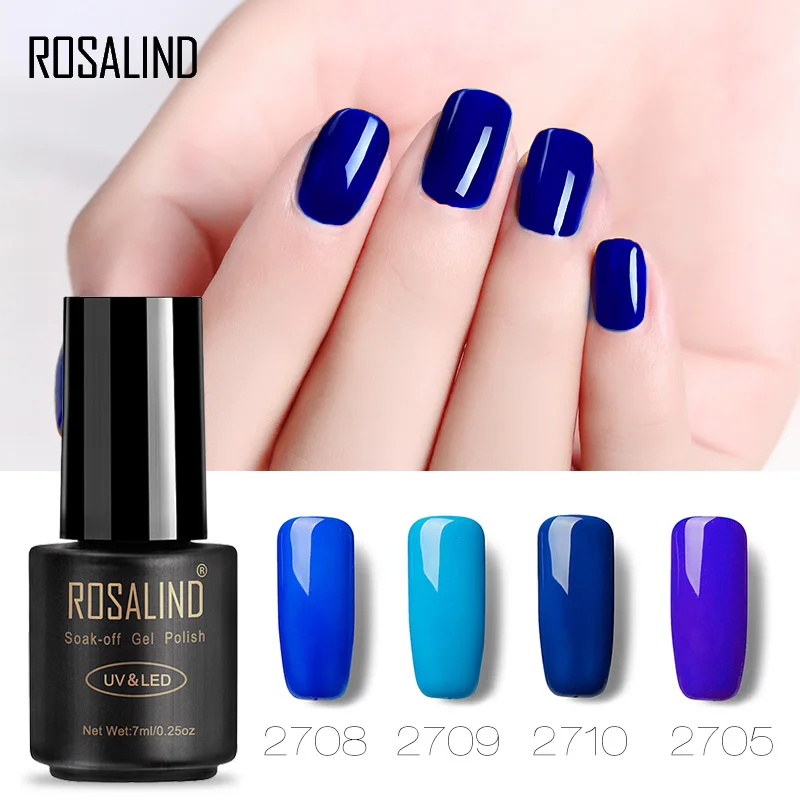 Гель лак Rosalind 1S для ногтей 7 мл серия синих цветов нейл арта необходимый верхний и