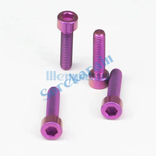 4pcs M6 x 25mm Purple TC4 GR5 Titanium Alloy Allen Hex Screw Column Head Bolts For Bicycle | Обустройство дома