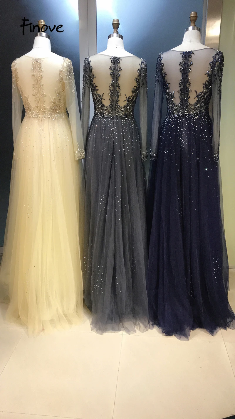 Finove вечернее платье длинное Robe de soiree сексуальное платье с v-образным вырезом в стиле ампир Линия Иллюзия Тюль полностью вышитое бисером длина до пола женское платье платья