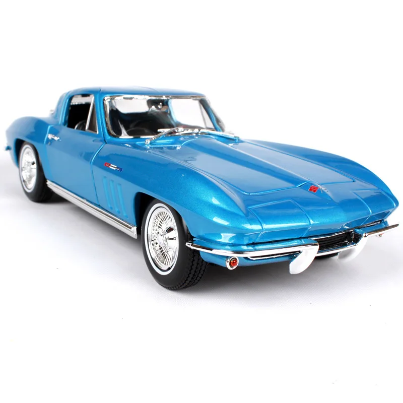 Maisto 1:18 1965 Chevrolet Corvette модель автомобиля из синего сплава в стиле ретро