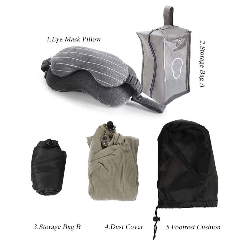 Travel Set 2 XC USHIO бизнес портативный дорожный набор маска для глаз дорожная подушка для шеи надувная подушка для ног С Пылезащитным чехлом и сумкой для хранения - Цвет: Travel Set 2