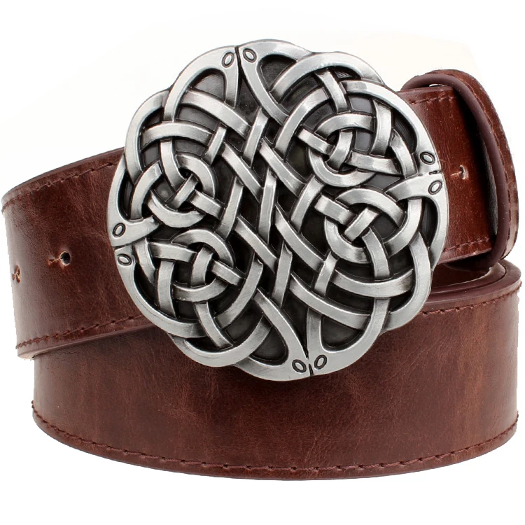 Ремень кожаный кельтский с металлической пряжкой для мужчин и женщин модный