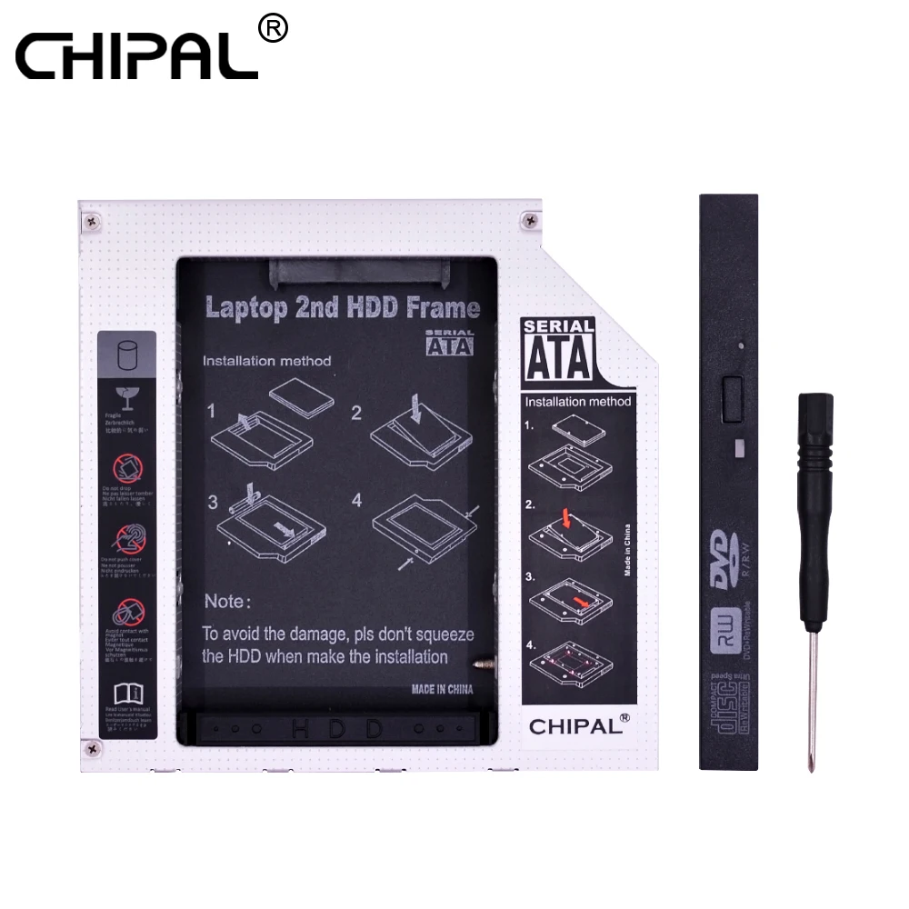 CHIPAL Aluminum SATA to PATA IDE 2nd HDD Caddy 12 7 мм для 2 5 &quotSATA 3 0 чехол SSD корпус ноутбука DVD ROM Optical