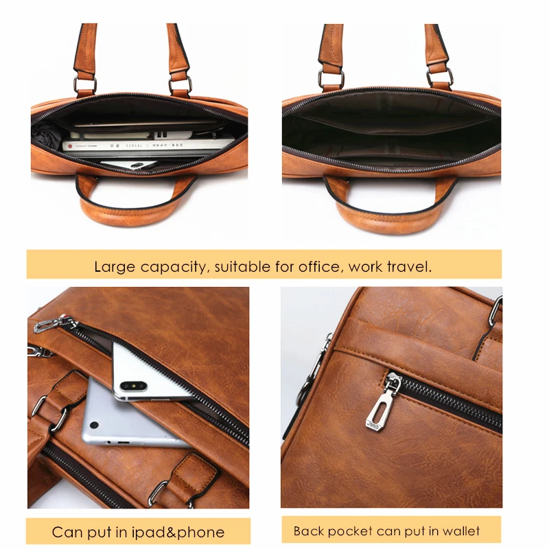 JEEP BULUO Famous Brand Men Briefcases High Quality 14'Laptop office Business Bag Leather Shoulder Messenger Bags Travel Handbag