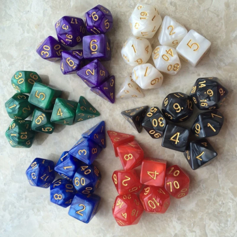 7 шт./набор многогранников Dados D& D игральные кости с эффект мраморной поверхности D4 D6 D8 D10 D10% D12 D20 rpg игральные кости Высокое качество многогранные игральные кости