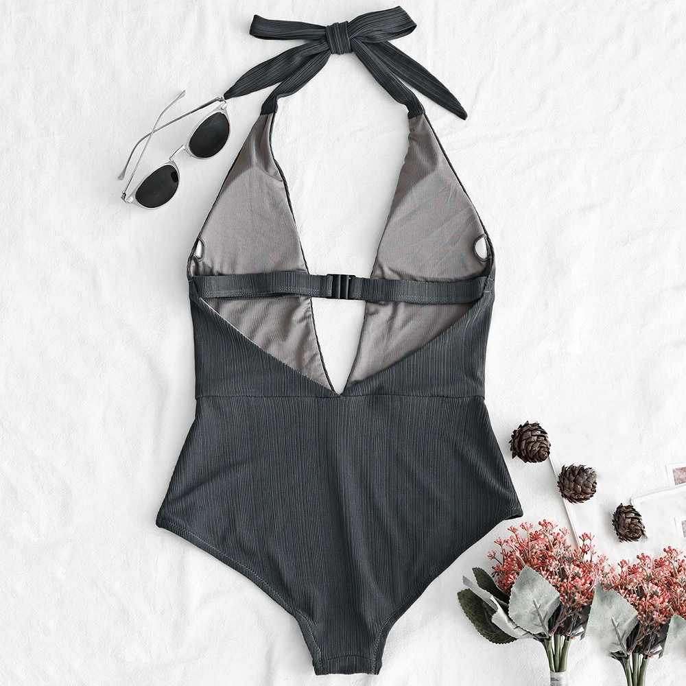 Женский купальник с глубоким v образным вырезом бандажный монокини открытой