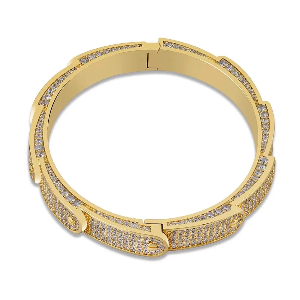 Gold Новые персонализированные Твердые Iced Out мужские очаровательные браслеты браслет Iced Out золото серебро цвет браслеты Хип-хоп Bling ювелирные изделия подарки - Окраска металла: Gold