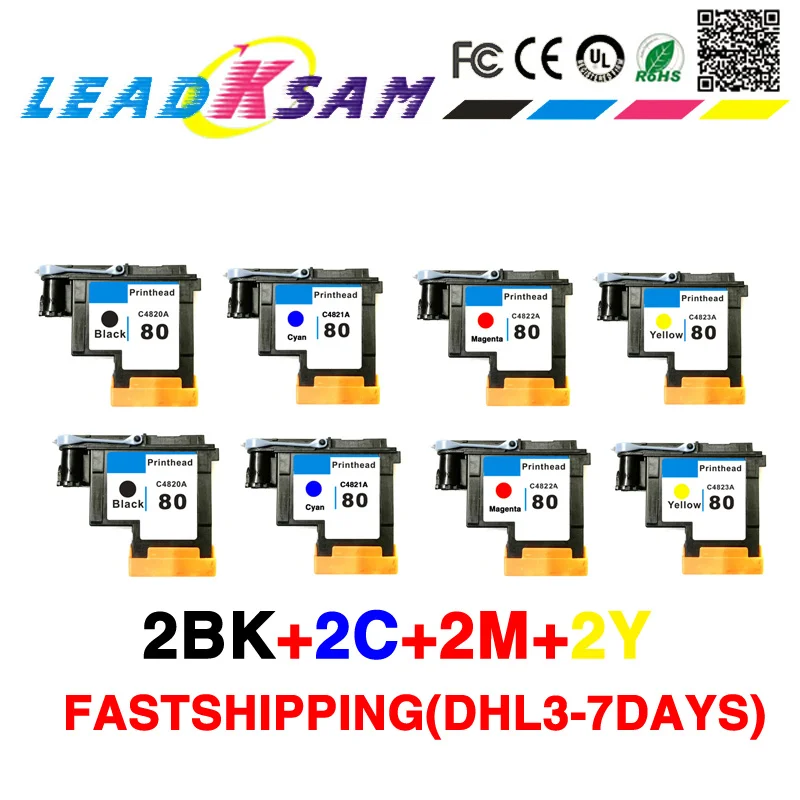 Быстрая доставка 2 комплекта совместимая с печатающей головкой hp80 c4820a c4821a c4822a c4823a