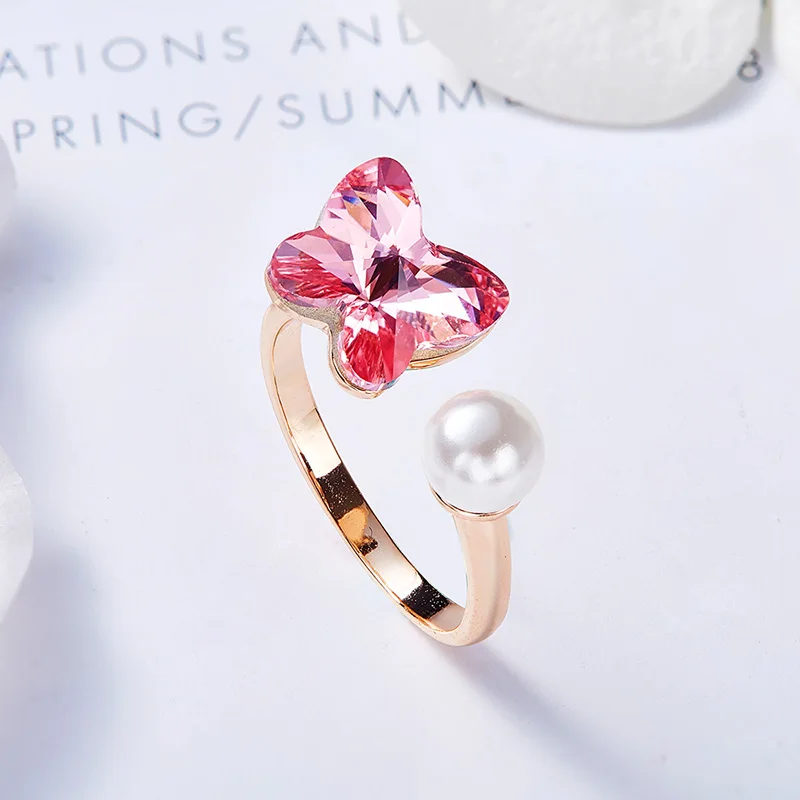 Cdyle женское золотое кольцо украшенное кристаллами и жемчугом для женщин