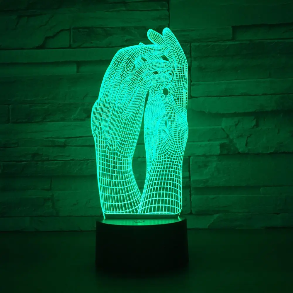 Любовь двумя руками красивые 3D лампа светодиодный ночной Светильник USB Сенсорная настольная лампа украшения вечерние праздничные Освещение в помещении фигура лампы