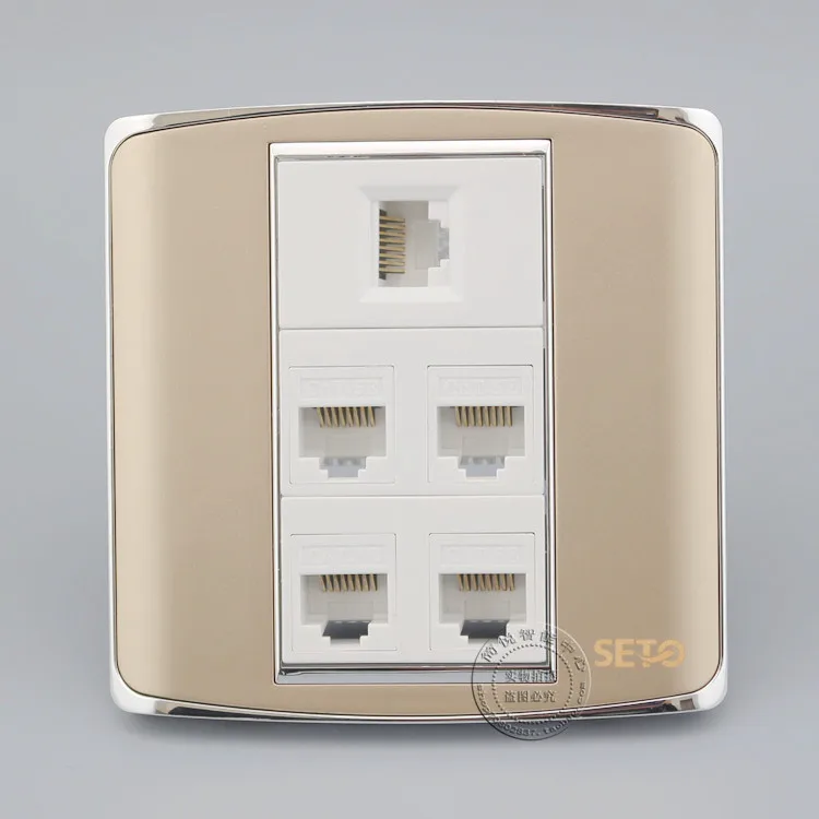 5 портов RJ45 Cat5e сеть Ethernet LAN цветная розетка цвета шампанского панель лицевой