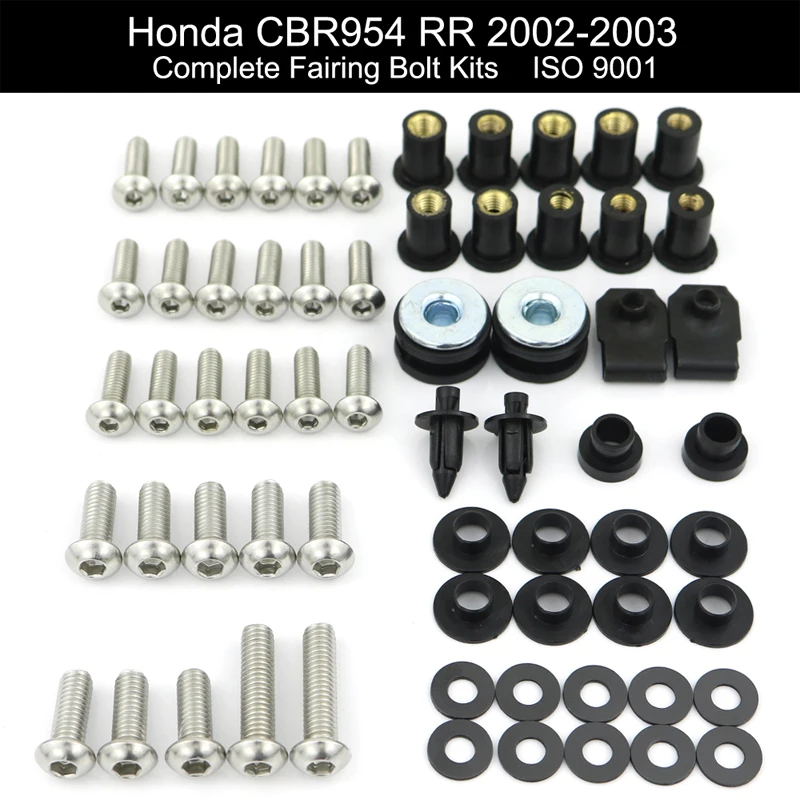 Фото Подходит для Honda CBR954RR 2002 2003 CBR 954RR, полный комплект обтекателя мотоцикла, зажимы, полный комплект болтов обтекателя из нержавеющей стали №1