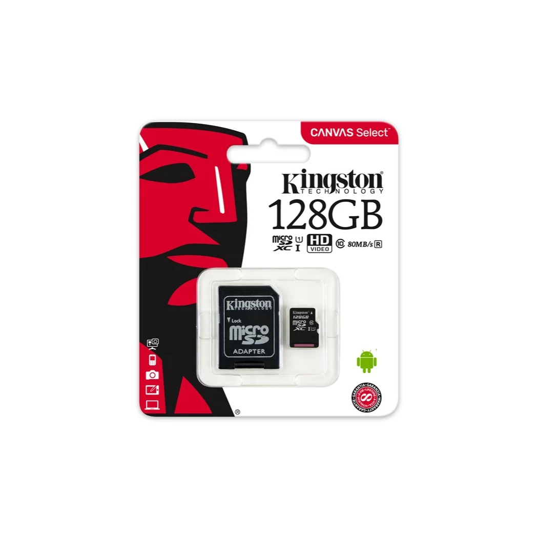 Kingston Technology Canvas Select 128 GB MicroSDXC Class 10 UHS-I 80 MB/s Black | Компьютеры и офис