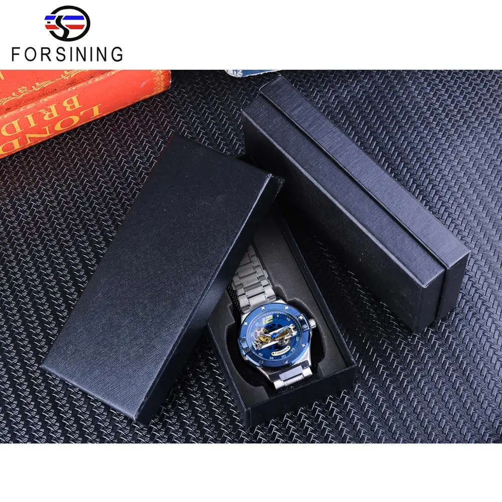 

Forsining Mechanical Male Watch Racing Blue Transparent Bridge Steel Strap Wrist Watches Waterproof Mens Clock Relogio Masculino