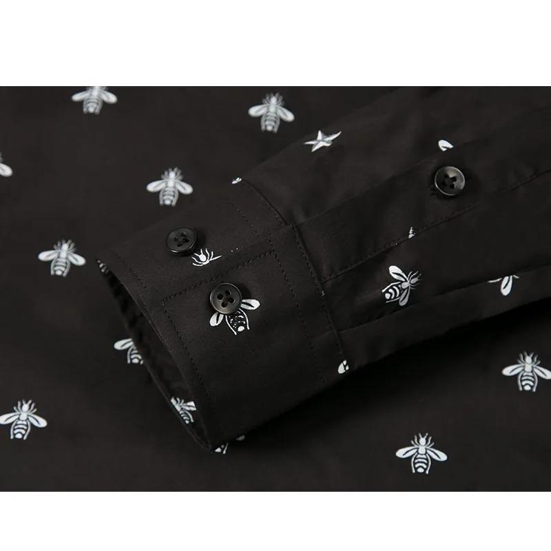 Cotton Men Shirt printed shirt Slim long-sleeved fashion button collar casual brand men clothing comfortable soft touch | Мужская одежда