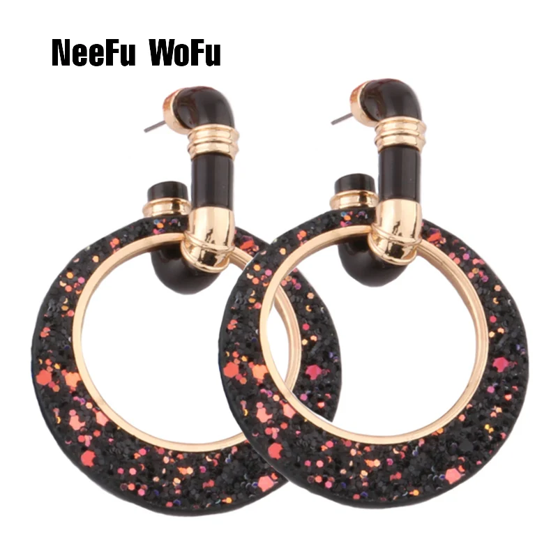 NeeFuWoFu обруч кольцо и серьги-клипсы полимерная Серьга для женщин кожаный ремешок