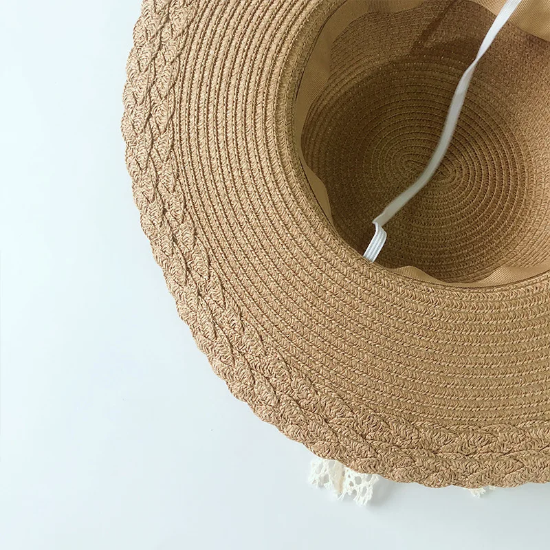 Lace Princess Panama Children Hats Bow Beach Baby Cap for Girls Straw Girl Hat Summer Kids Caps 1PC | Детская одежда и обувь