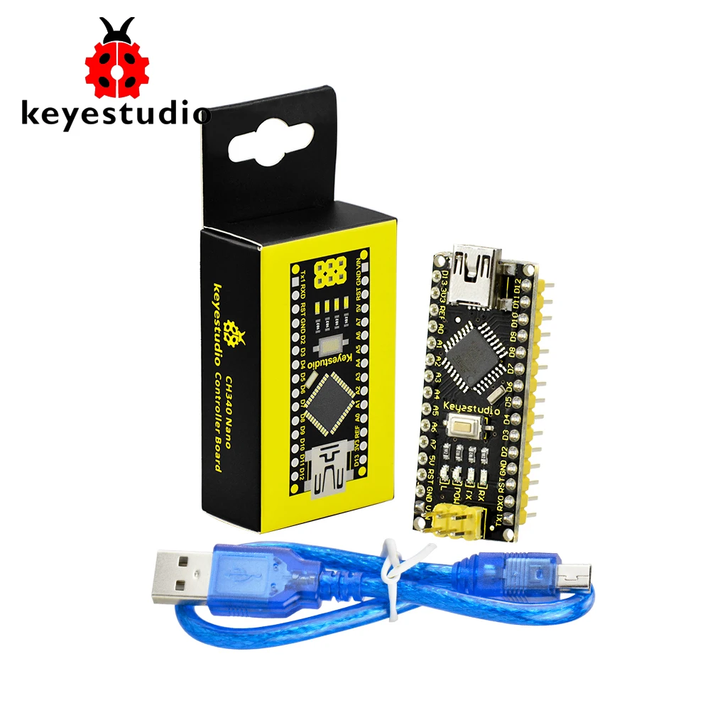Бесплатная доставка 1 шт. плата нано контроллера Keyestudio CH340 + USB кабель для