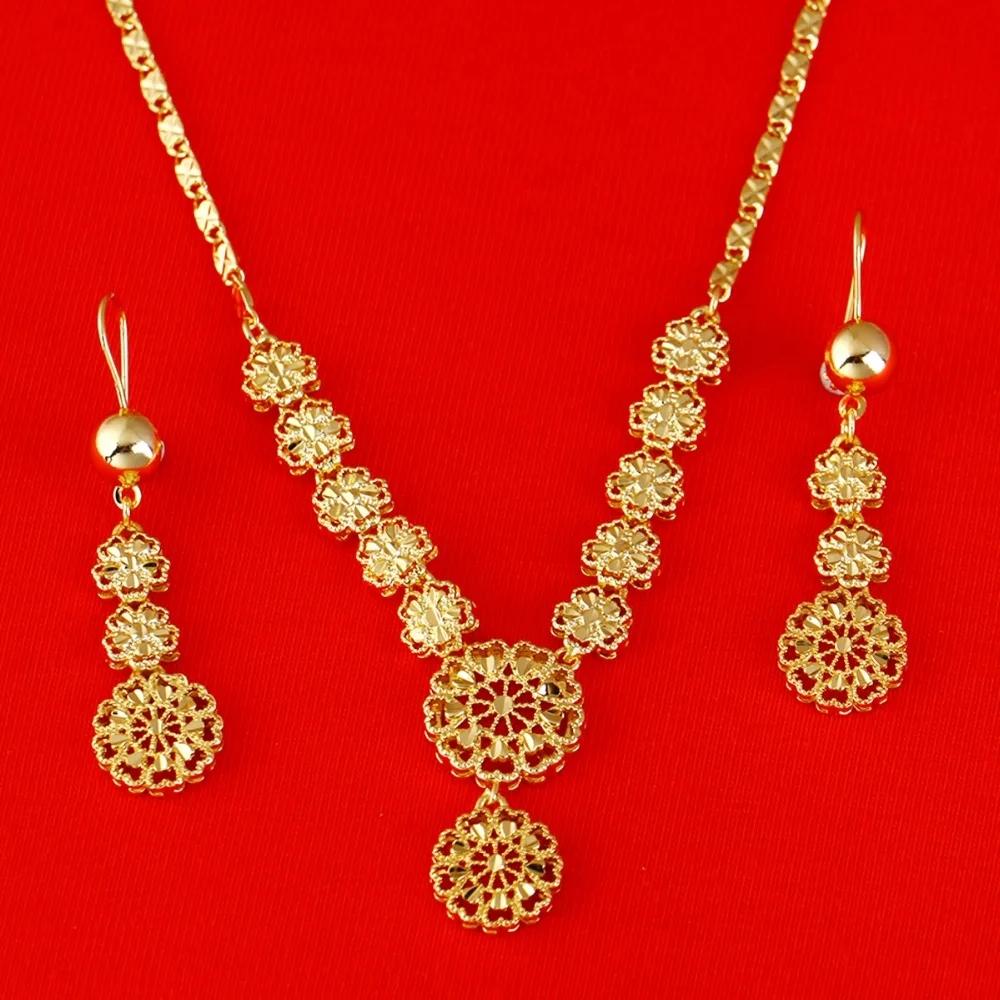 Ювелирные наборы с эфиопскими цветами для свадьбы ожерелье и серьги комплект