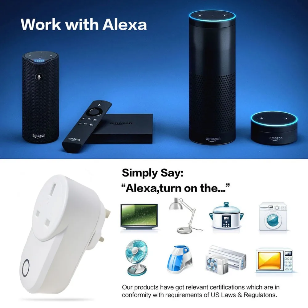 Ewelink SA-014 Smart Socket Home WiFi Switch Work with Alexa Echo Google Multi-Standard Plug APP Voice Remote Control | Электроника