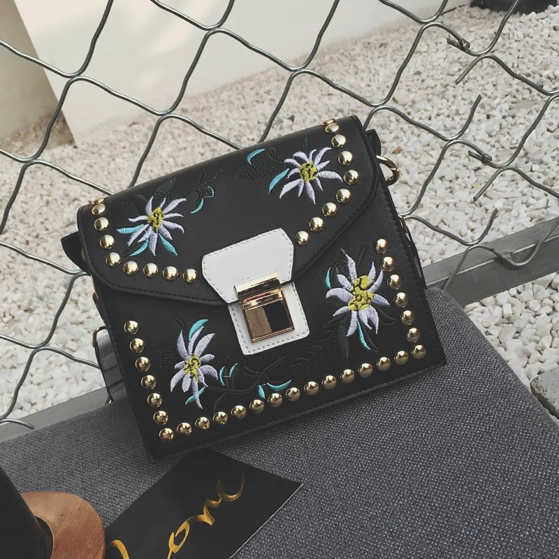 2017 Дизайнер Женщины Сумка Вышивка PU Кожа Crossbody Посланник Национальная|designer