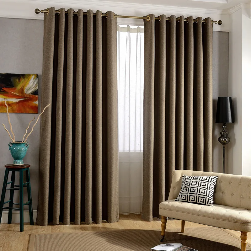 Современные минималистичные однотонные хлопковые затемняющие шторы для