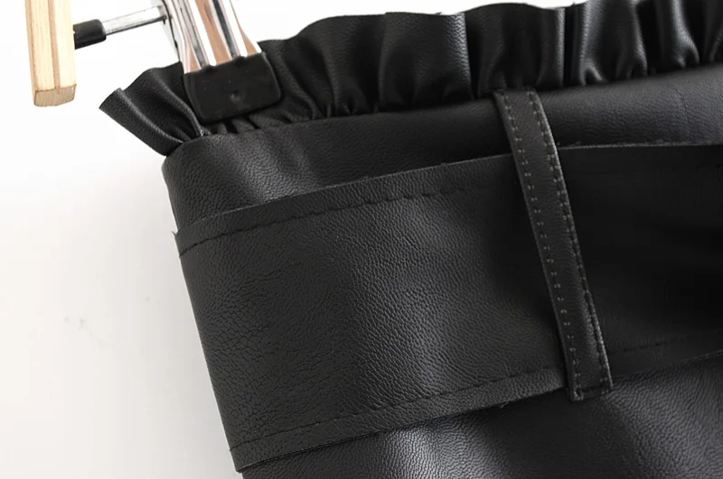 Heydress/ Осенняя винтажная юбка из искусственной кожи с бантом и поясом, с оборкой, с высокой посадкой, на молнии сзади, юбки, повседневные Faldas Mujer