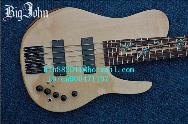 Бесплатная доставка Новый Большой Джон 5 струны бас гитара в естественный цвет с