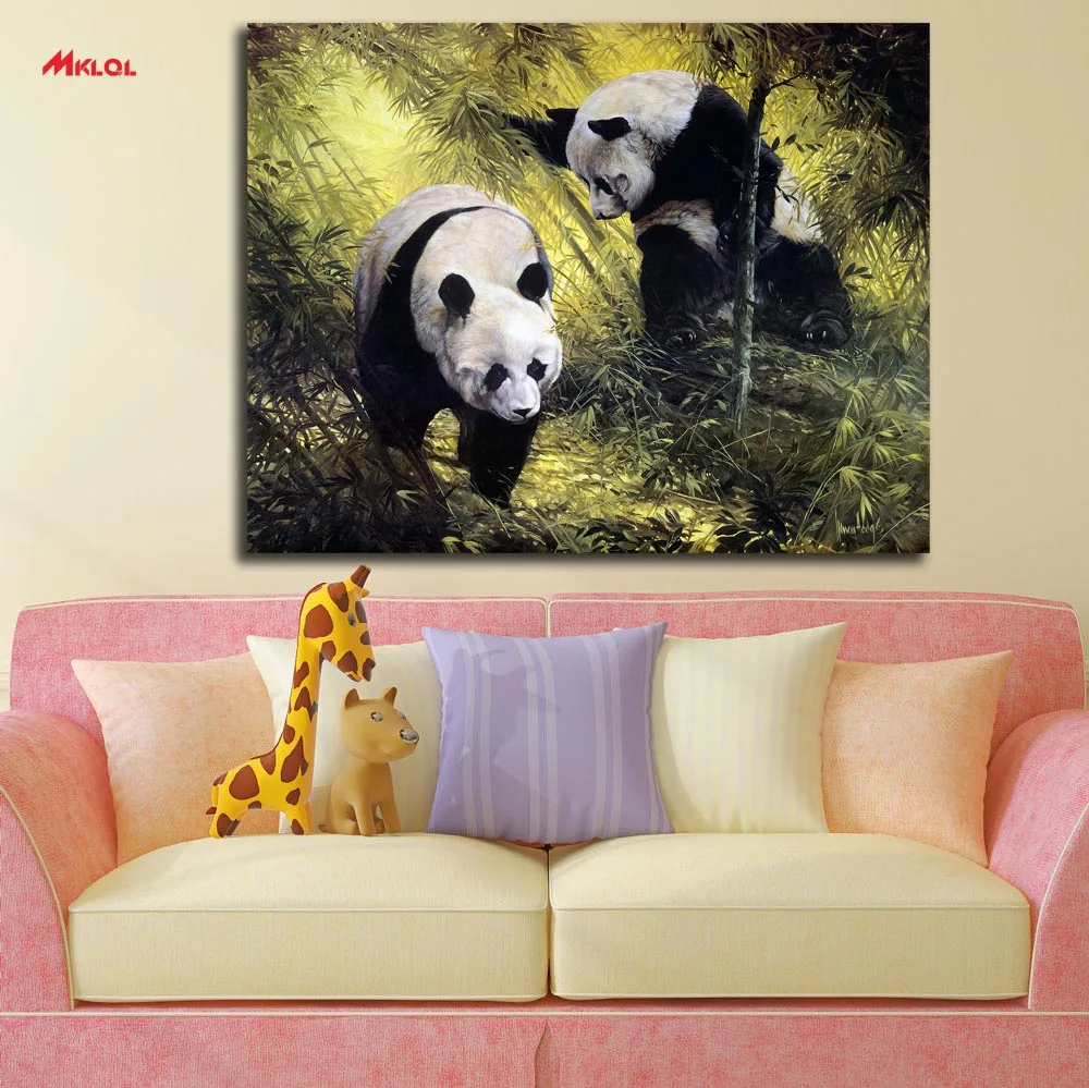 

Large Wall Art Two Pandas Canvas Painting For Living Room Home Decoration Oil Painting On Canvas Wall Painting Unframed