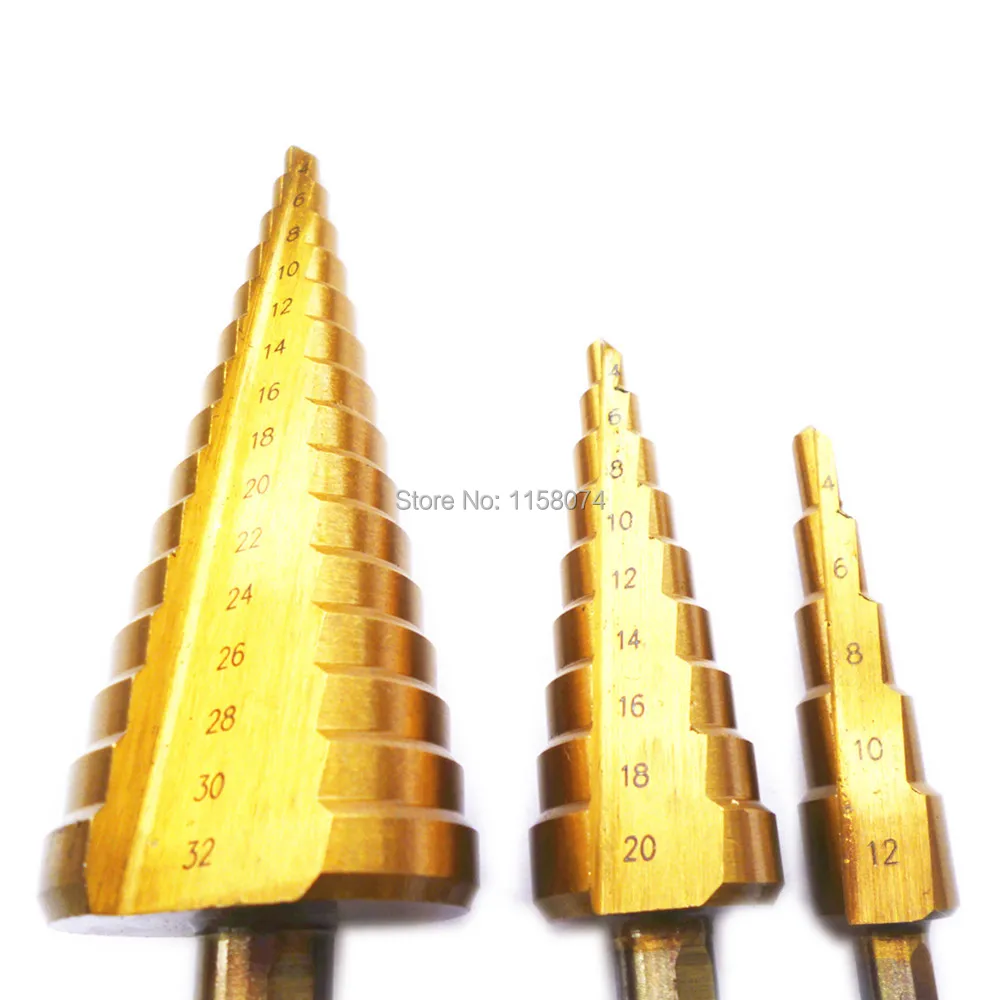 3pc Step Drill Bit Set Titanium Hss Industrial Reamer Metric 4-12mm 4-20mm 4-32mm Core Multiple Hole Cutter | Инструменты