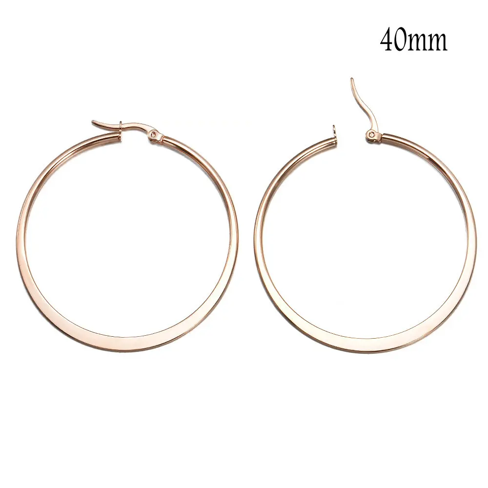Rose gold 40mm 1 пара большие круглые серьга-Кольцо из нержавеющей стали серьги гипоаллергенно гладкий металл цвета для женские серьги, ювелирные украшения 40-60 мм - Окраска металла: Rose gold 40mm