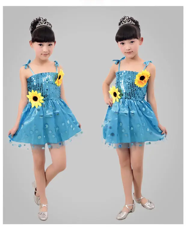 

Children Perform Clothing Girl Sequins Ballroom Dance Dresses