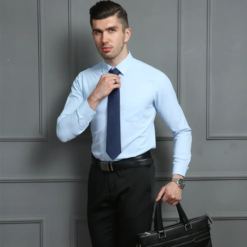 Однотонная/саржевая Мужская рубашка весна 2019 формальная с длинным рукавом белая