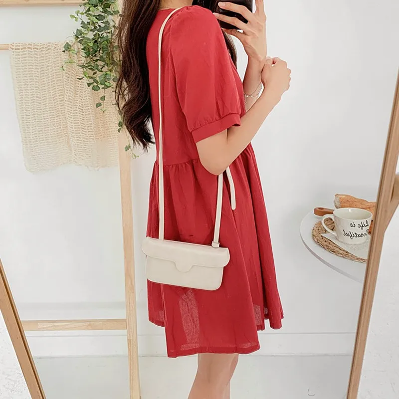 Женское платье с коротким рукавом Alien Kitty однотонное офисное средней длины