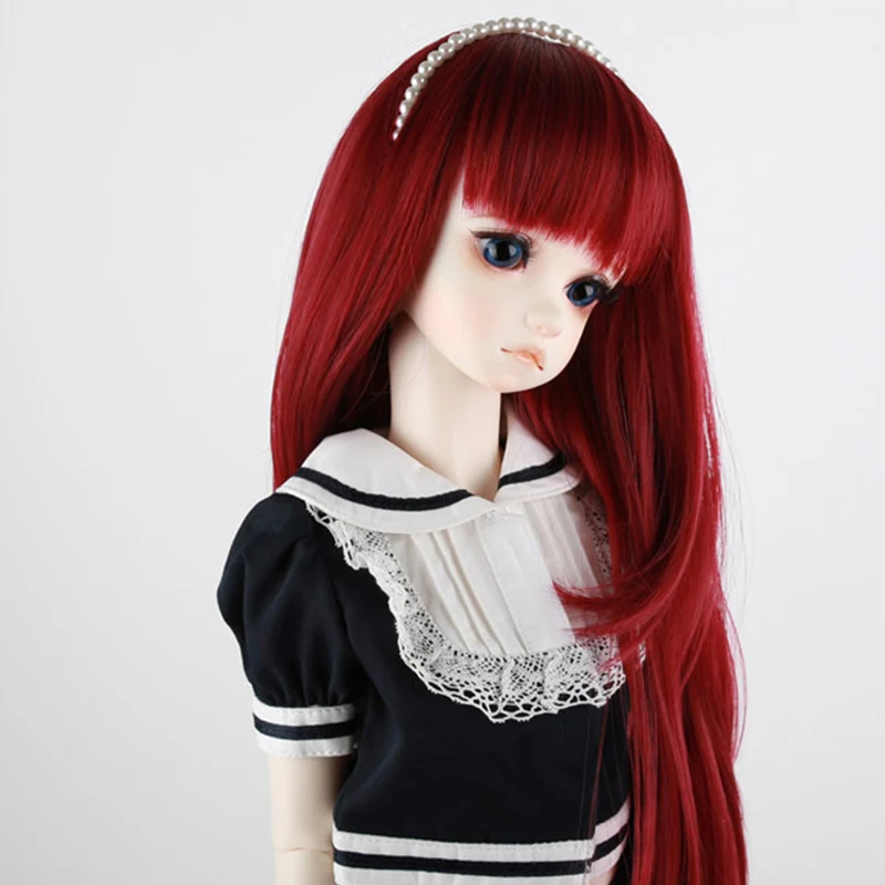 Cateleya BJD SD поддельные аккуратные длинные волосы челка 1/3 1/4 1/6 Высокая температура волокна куклы аксессуары есть товары теперь куклы волосы - Цвет: jiuhongse