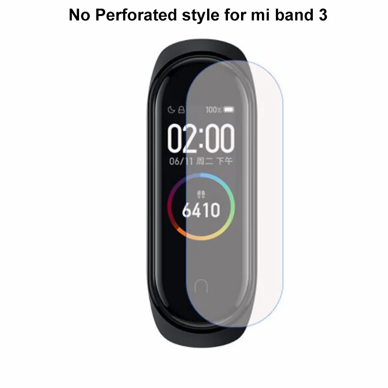 No Perforated style3 10pcs Screen Protector Film For Xiaomi Mi Band 4 3 Smart Wristband Bracelet HD transparent TPU Full Cover Protective Films - Цвет: No Perforated style3