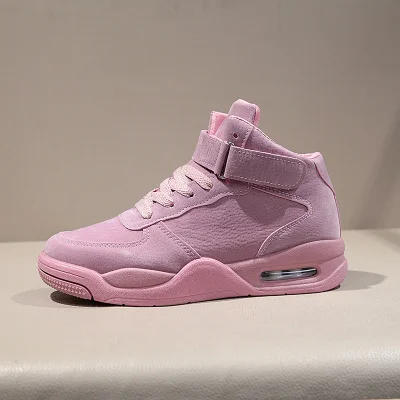 Pink Женская Повседневная обувь; сезон осень; женская обувь из флока на плоской платформе со шнуровкой; Модные дышащие женские кроссовки с высоким берцем; сезон весна - Цвет: Pink
